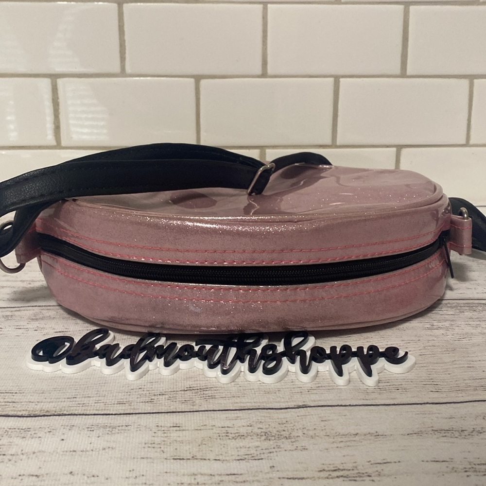 *Love Pain and Stitches Pink and Textured Teal Chipped Tooth Happy Pumpkin Purse - Picture 13 of 16